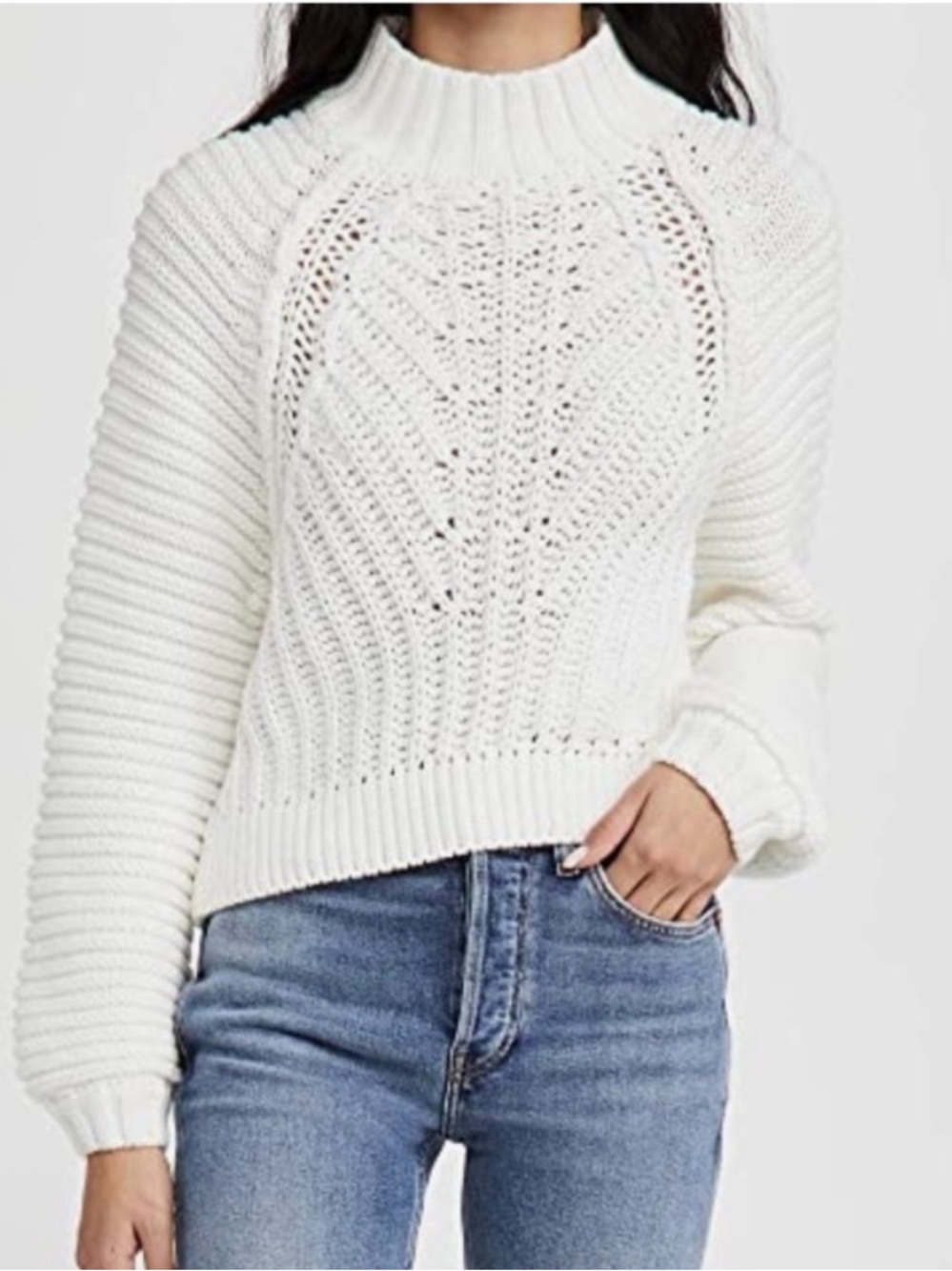 Free People Sweetheart Mock Neck Cotton Sweater! Size S